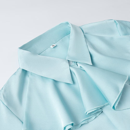 Damen Schluppenbluse mit Volantfront und Rüschenmanschetten Nord Taschen