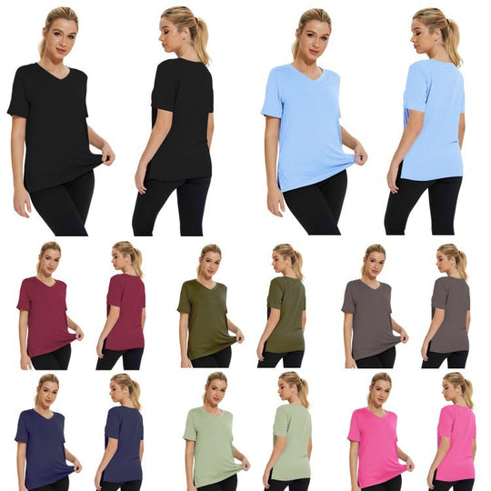 Damen Funktionales V-Ausschnitt Sportshirt mit atmungsaktiver Technologie Nord Taschen