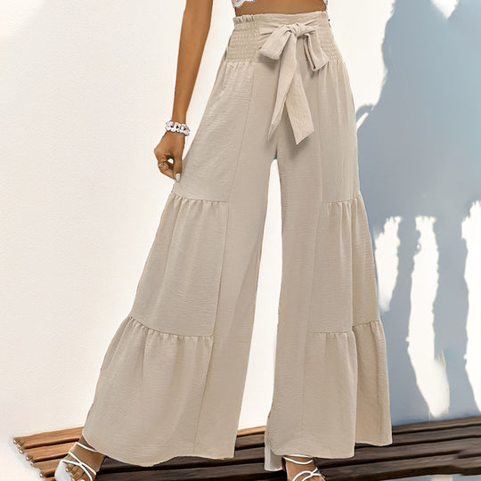 Damen Fließende Palazzo-Hose mit Gürteldetail Nord Taschen