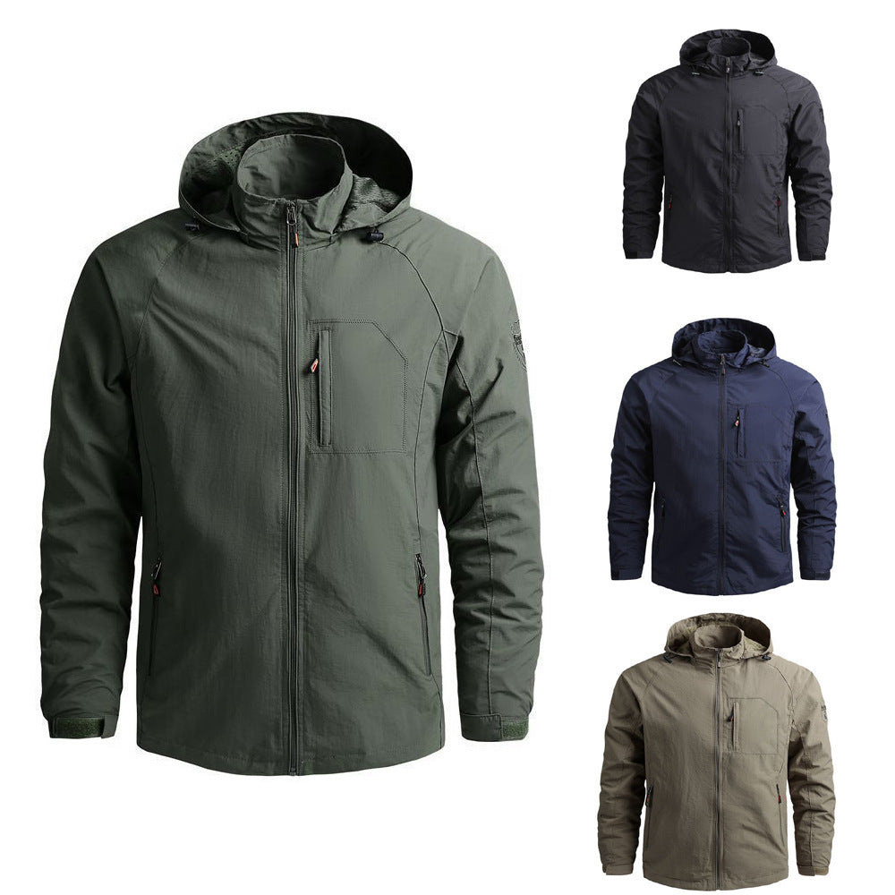 Herren leichte technische Fieldjacke mit Kapuze, wind- und wasserabweisender Shell sowie Utility-Taschen Nord Taschen