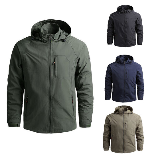 Herren leichte technische Fieldjacke mit Kapuze, wind- und wasserabweisender Shell sowie Utility-Taschen Nord Taschen