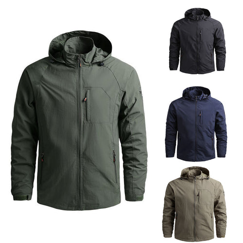 Herren leichte technische Fieldjacke mit Kapuze, wind- und wasserabweisender Shell sowie Utility-Taschen Nord Taschen