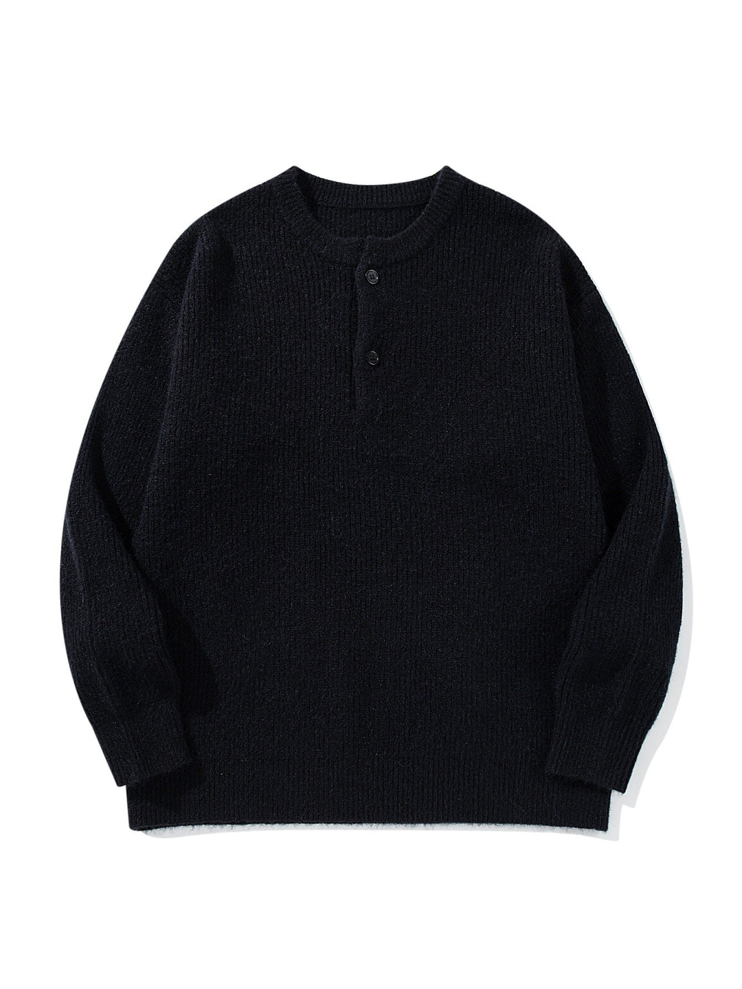Herren Grobstrick-Henley-Pullover mit halber Knopfleiste und Rippbündchen Nord Taschen
