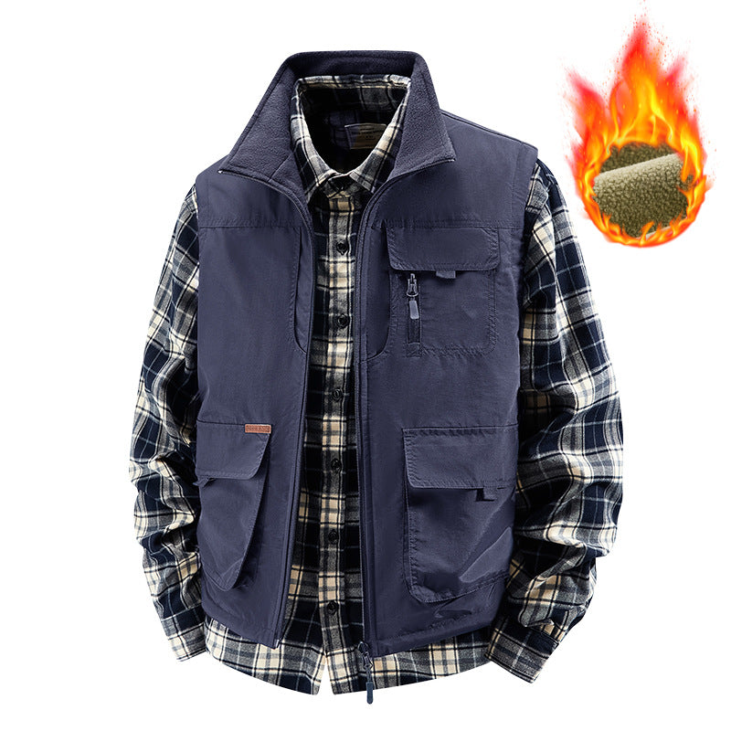 Herren Isolierte Outdoor-Arbeitweste mit hochschließendem Kragen, Fleece-Innenfutter und vielseitigen Organizer‑Taschen Nord Taschen