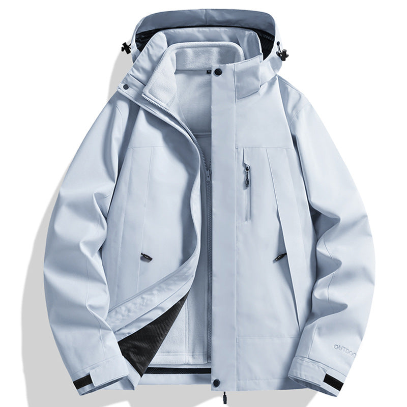Herren Wasserdichte Softshell-Regenjacke mit Fleece-Innenfutter und verstellbarer Kapuze Nord Taschen