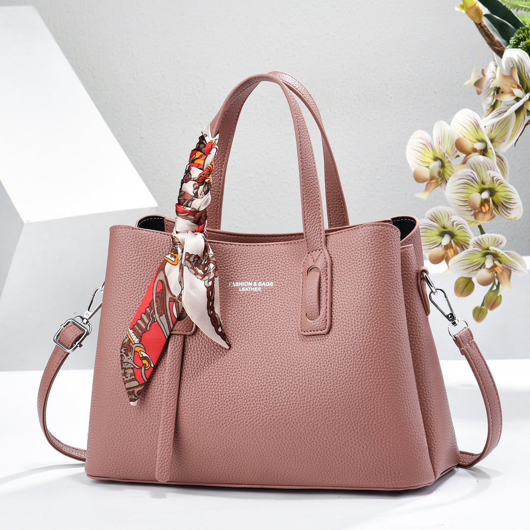 Damen elegante Handtasche mit dekorativem Schal Nord Taschen