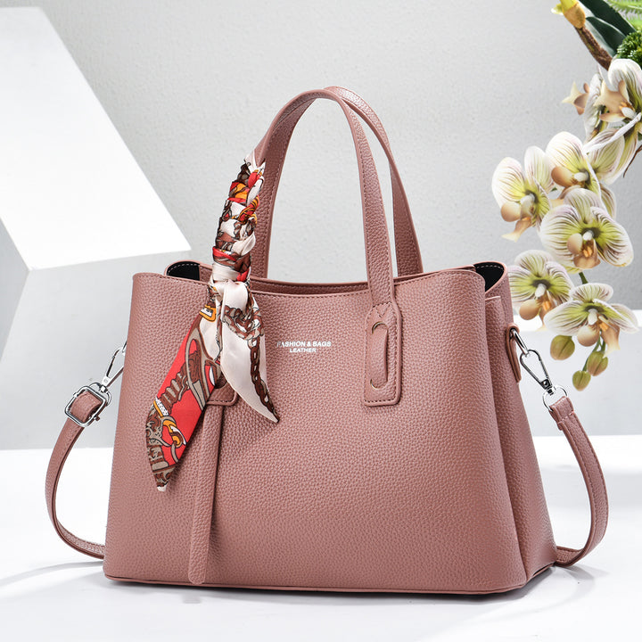 Damen elegante Handtasche mit dekorativem Schal Nord Taschen