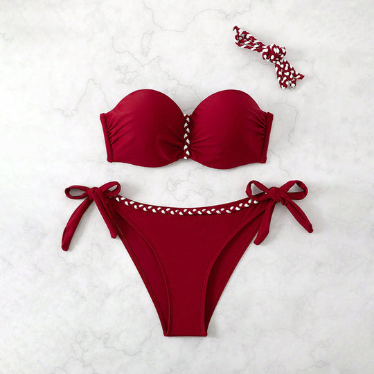 Damen Bandeau-Bikini-Set mit raffinierten BindNord Taschenändern