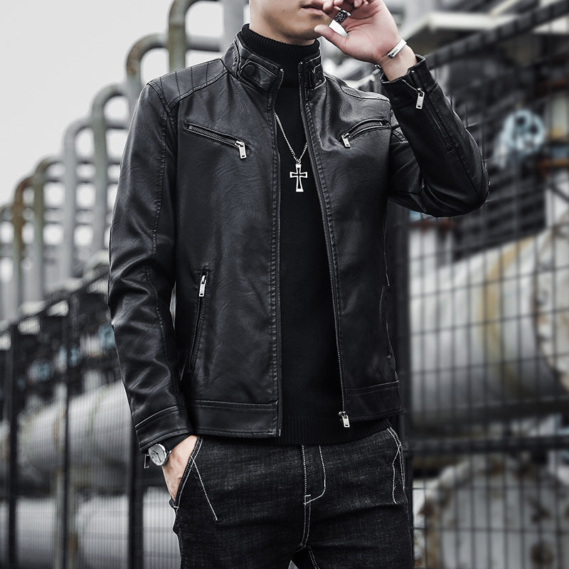 Herren Stilvolle Kunstlederjacke Nord Taschen