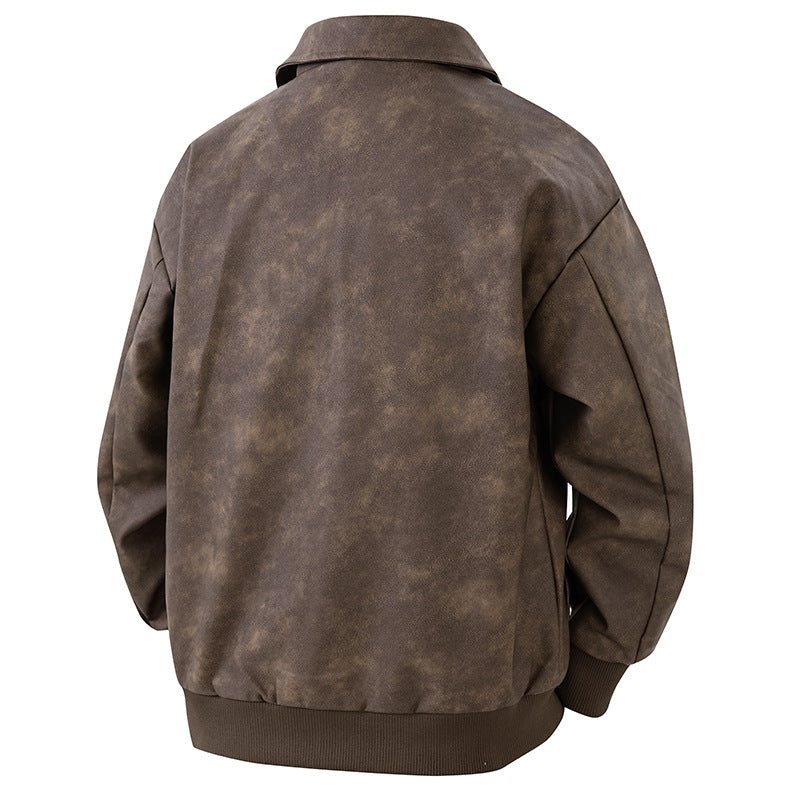 Herren Boxy Oversize-Überhemdjacke in Veloursleder-Optik mit Hemdkragen & Zwei-Wege-Reißverschluss Nord Taschen