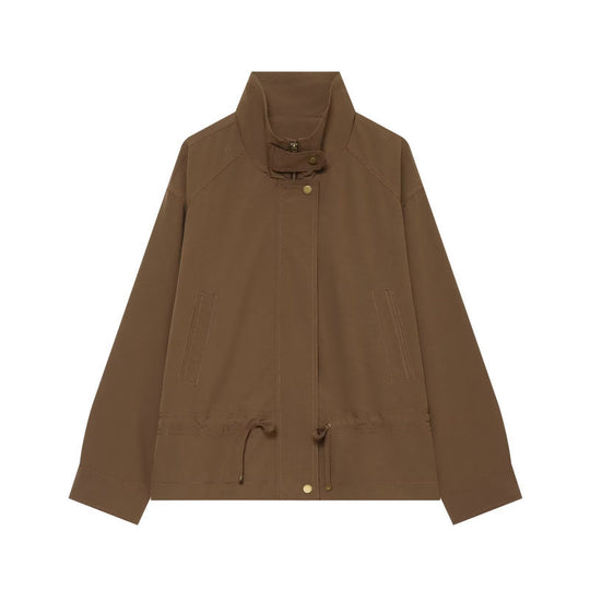 Damen Leichte Fieldjacke mit Stehkragen, Tunnelzugtaillierung und verdeckter Druckknopfleiste Nord Taschen