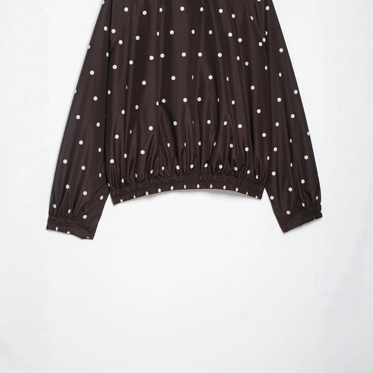Damen Leichte Cropped-Regenjacke mit Stehkragen, Druckknopfleiste und Polka‑Dot-Design Nord Taschen