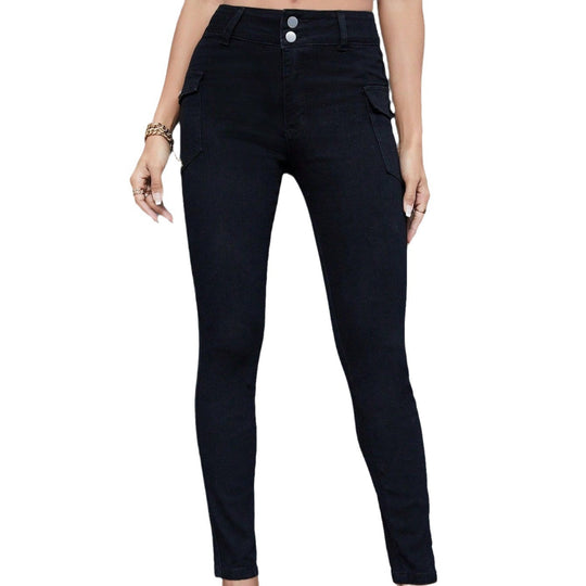 Damen High-Waist Skinny-Jeans mit seitlichen Cargotaschen und figurformendem Stretch Nord Taschen