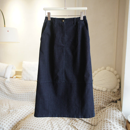 Damen Jeans-Midirock mit elastischem Bund Nord Taschen