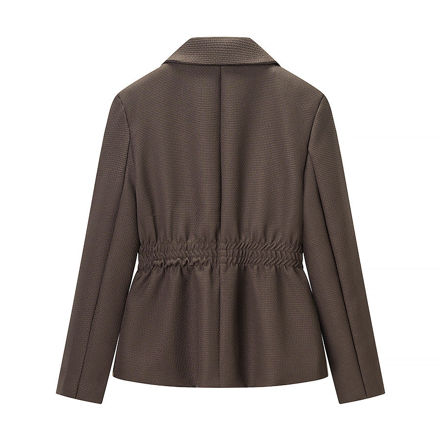 Damen Taillierter Blazer mit geraffter Taillenpartie und strukturierter Weboptik Nord Taschen