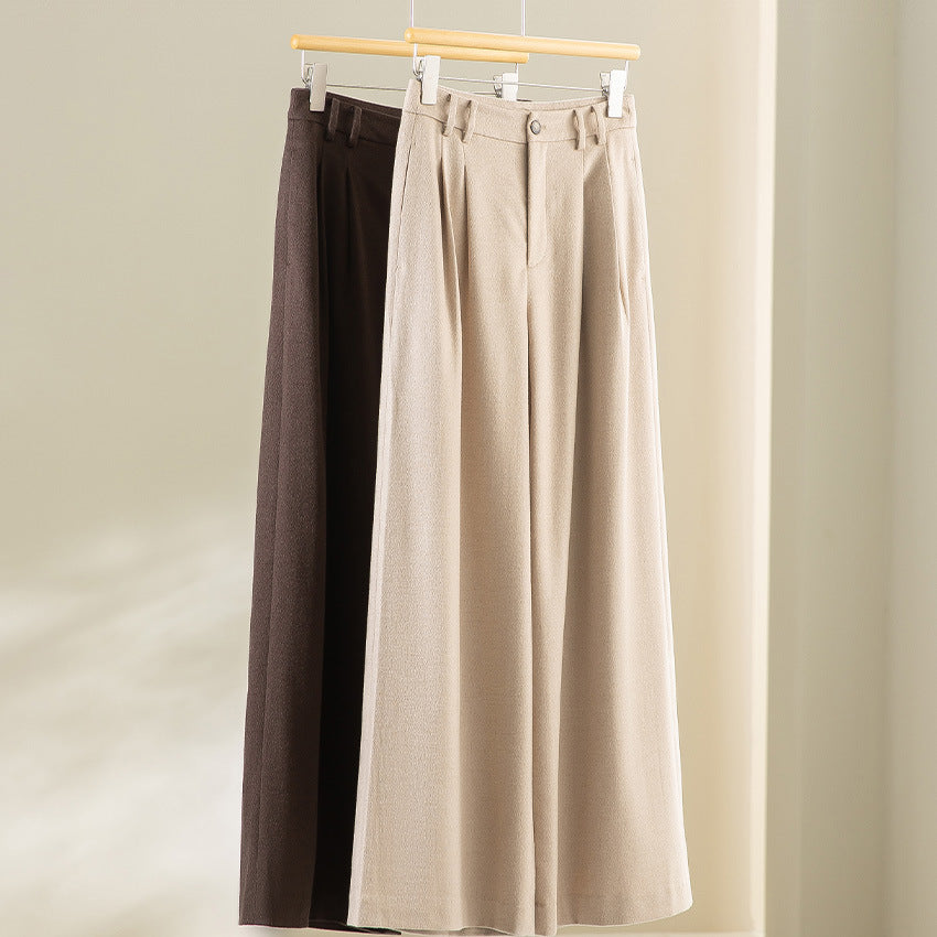 Damen Weite Bundfalten-Hochbundhose aus Wollmischung Nord Taschen