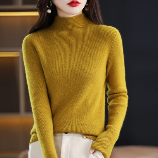Damen Schmal geschnittener Mockneck-Pullover aus kaschmirähnlichem Feinstrick Nord Taschen