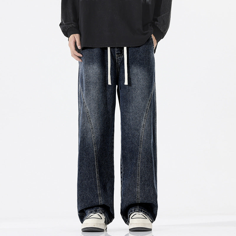 Herren Skulpturale Baggy-Denimhose mit tiefem Schritt und abgerundetem Saum Nord Taschen