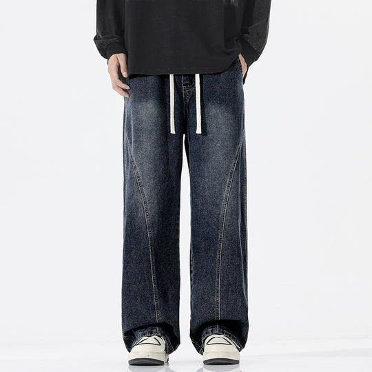 Herren Skulpturale Baggy-Denimhose mit tiefem Schritt und abgerundetem Saum Nord Taschen