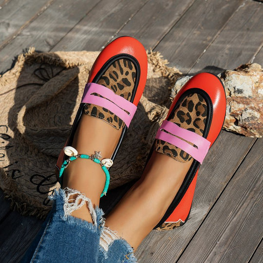 Damen modische Loafers mit Animal-Print und bunten Akzenten Nord Taschen