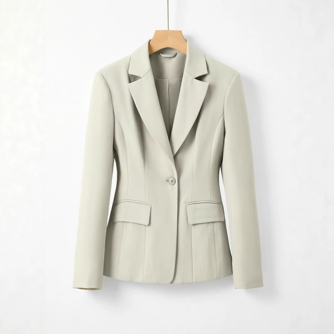 Damen Figurbetonter Ein-Knopf Business-Blazer mit Pattentaschen Nord Taschen