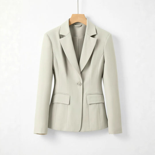 Damen Figurbetonter Ein-Knopf Business-Blazer mit Pattentaschen Nord Taschen