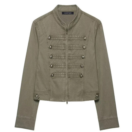 Damen Kurzblouson im Boxy‑Cut mit hohem Stehkragen, verdecktem Reißverschluss und elastischem Saum Nord Taschen