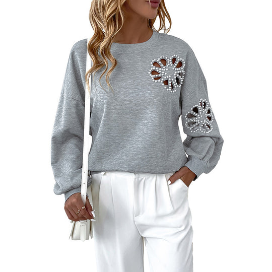 Damen Elegante Pullover mit einzigartigem Perlendesign Nord Taschen