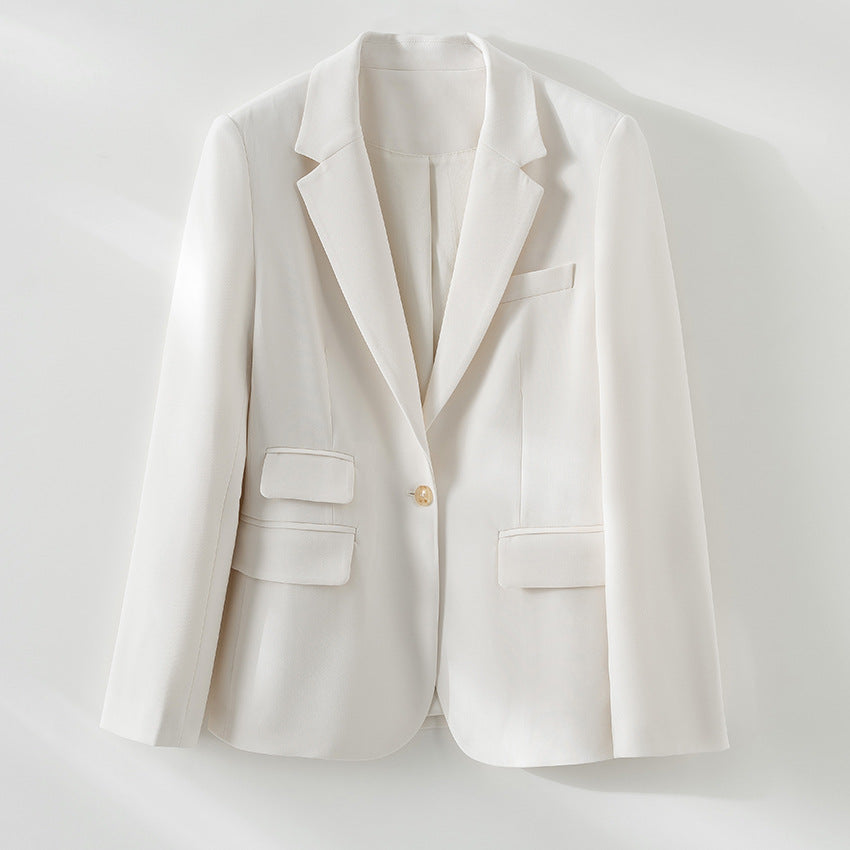 Damen taillierter Ein-Knopf-Blazer mit Reverskragen und Pattentaschen Nord Taschen