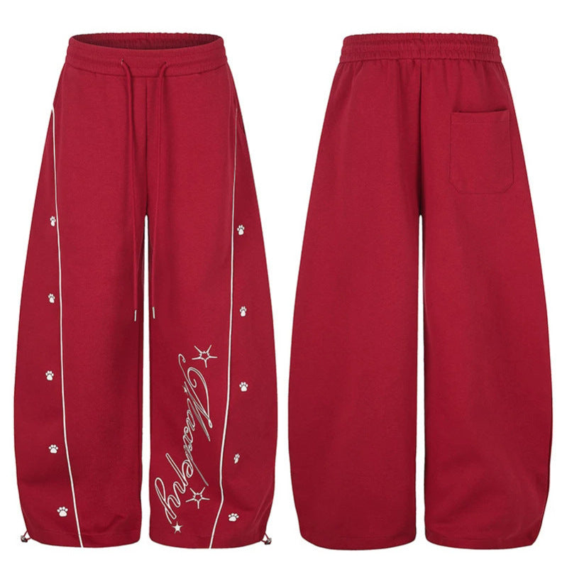 Damen Lockerfallende Palazzo‑Sweathose im Athleisure‑Look mit Tunnelzugbund und Script‑Print Nord Taschen
