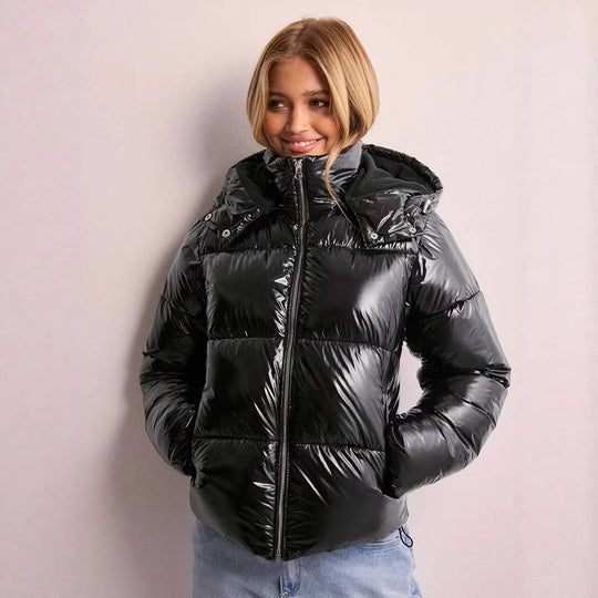 Damen Stepp-Pufferjacke mit Kapuze, hohem Stehkragen und Zwei-Wege‑Reißverschluss Nord Taschen