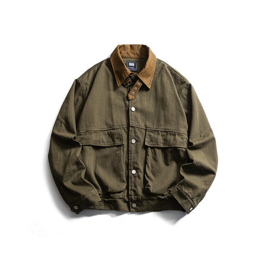 Herren Robust geschnittene Canvas-Blousonjacke mit kontrastierendem Cordkragen und doppelten Pattentaschen Nord Taschen