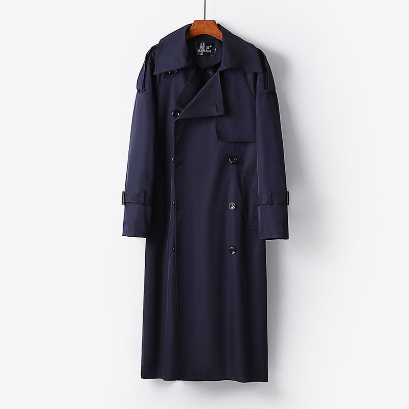 Herren Lang geschnittener Trenchcoat mit doppelter Knopfleiste und Sturmklappe Nord Taschen