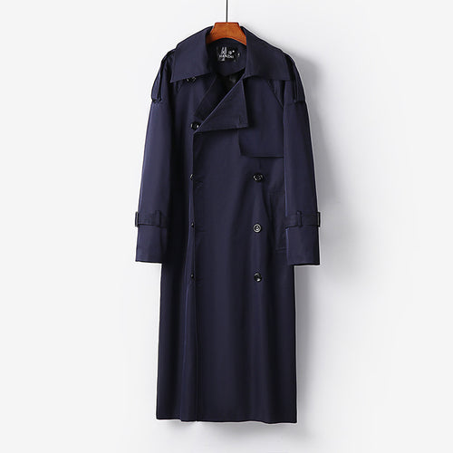 Herren Lang geschnittener Trenchcoat mit doppelter Knopfleiste und Sturmklappe Nord Taschen
