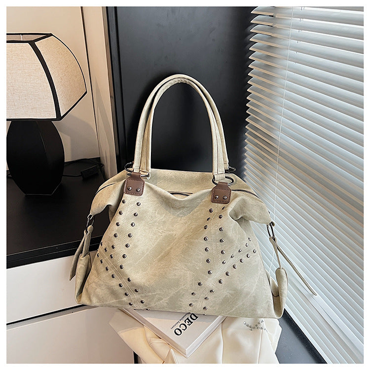 Damen modische Shopper-Tasche aus strapazierfähigem Material mit Nieten Nord Taschen