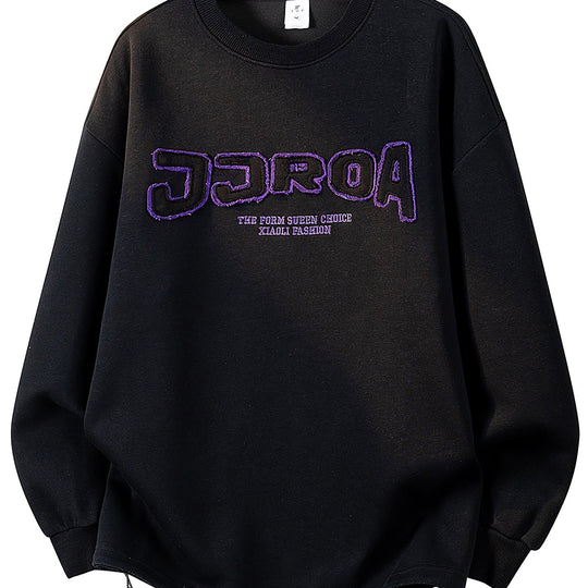 Damen Oversize-Sweatshirt mit gesticktem Schriftzug, abgerundetem Saum & überschnittener Schulter Nord Taschen
