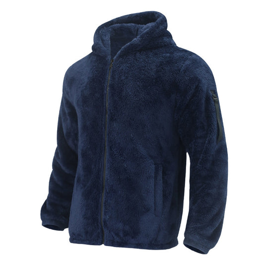 Herren Gefütterte Fleece-Kapuzenjacke mit Teddy-Finish, Reißverschluss und Seitentaschen Nord Taschen