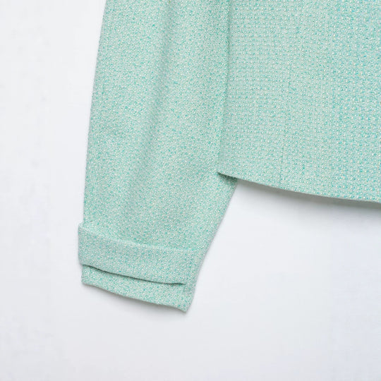 Damen Kurzblouson aus Bouclé mit verdecktem Reißverschluss und Umschlagmanschetten Nord Taschen