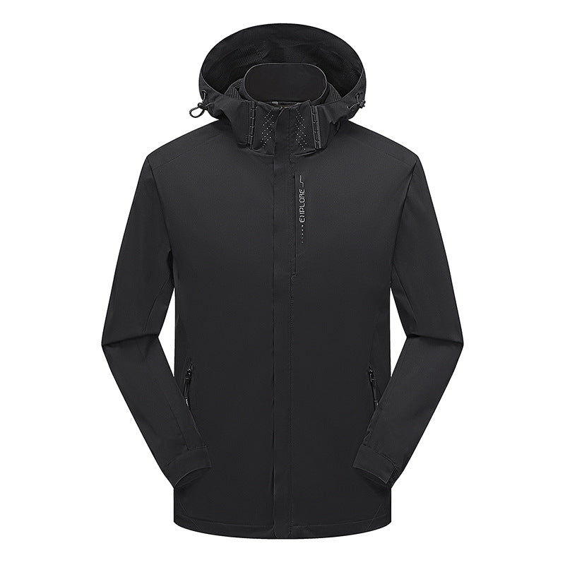 Herren leichter wasserdichter Softshell‑Hoodie mit Kapuze und Tarn‑Hex‑Alloverprint Nord Taschen