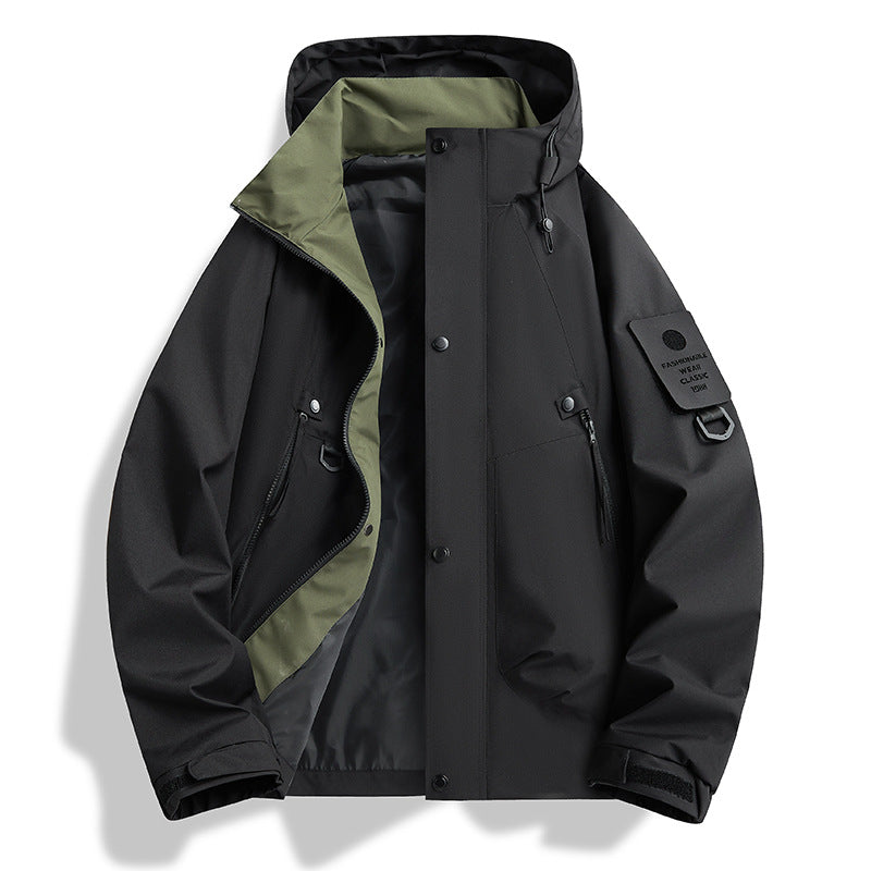 Herren Atmungsaktive Softshell‑Kapuzenjacke mit Utility‑Ärmeltasche und D‑Ring Nord Taschen