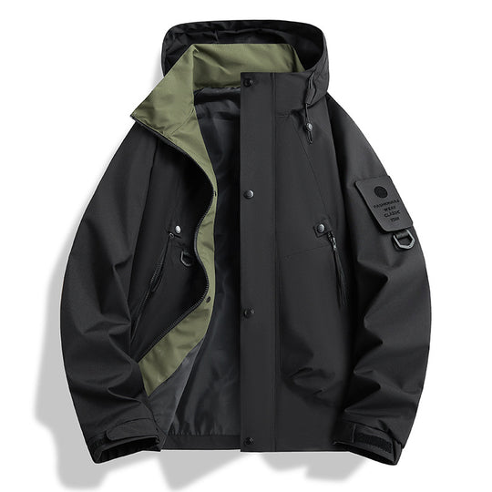 Herren Atmungsaktive Softshell‑Kapuzenjacke mit Utility‑Ärmeltasche und D‑Ring Nord Taschen