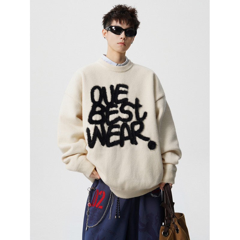 Damen Oversized Sweater mit grafischem Statement Nord Taschen