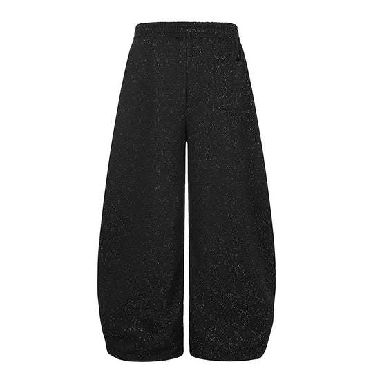 Damen Extraweite Palazzo‑Sweathose im Glitzer‑Nep mit Elastikbund, Kordelzug und Stern‑Script‑Print Nord Taschen
