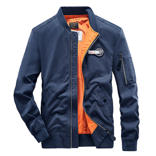 Herren Bomberjacke im Pilotenstil mit kontrastfarbigem Innenfutter, Ärmeltasche und geripptem Saum Nord Taschen