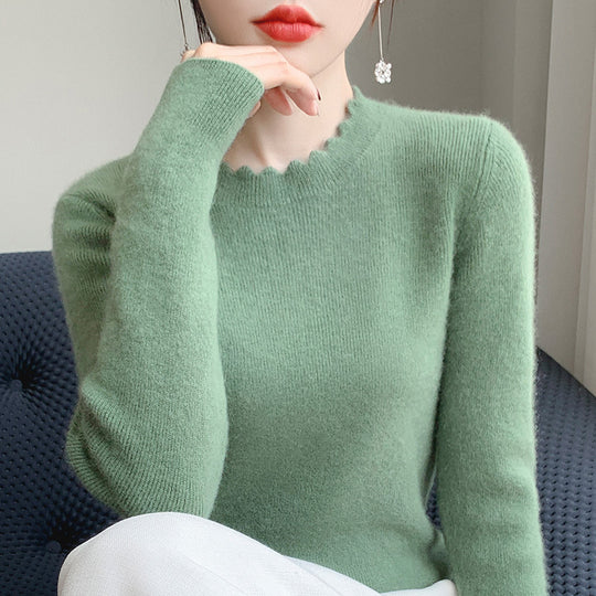Damen Weicher Feinstrickpullover mit welligem Rundhalsausschnitt und kaschmirähnlicher Oberfläche Nord Taschen