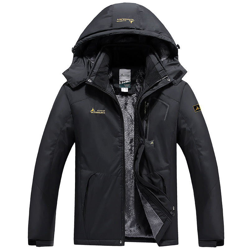 Herren technische Outdoor-Thermojacke mit abnehmbarer Kapuze, winddichter Außenschale und wärmender Fleece-Innenlage Nord Taschen