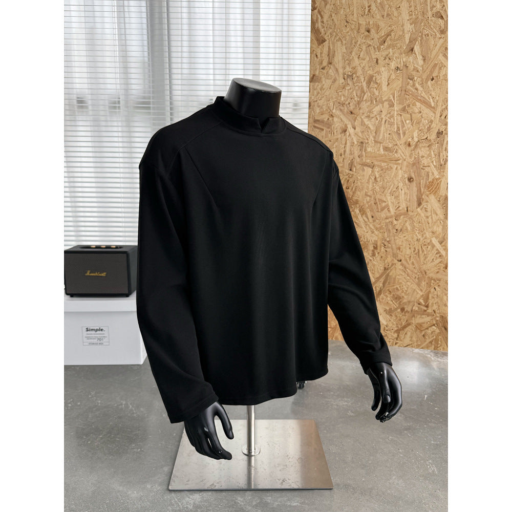 Herren Feines Lockeres Langarm-Sweatshirt mit kurzem Stehkragen und minimalistischer Nahtführung Nord Taschen