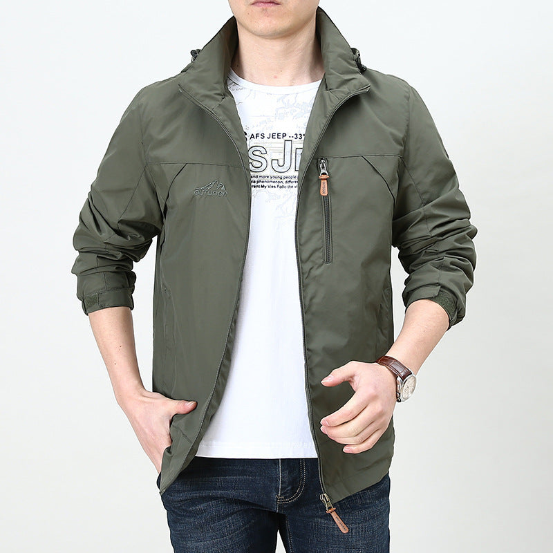 Herren Leichter winddichter Nylon-Blouson mit Stehkragen und Brustreißverschlusstasche Nord Taschen
