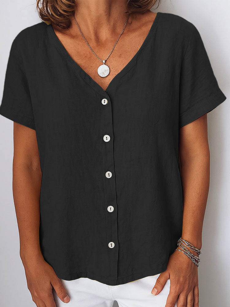 Damen Leinenbluse mit Knopfdetails Nord Taschen