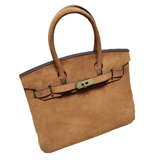 Damen Handtasche aus feinstem Wildleder mit goldfarbenem Verschluss Nord Taschen